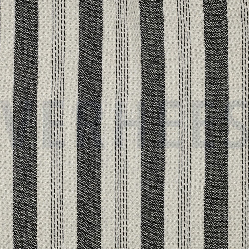 LINEN VISCOSE YARN DYED STRIPES BLACK