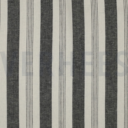 LINNEN VISCOSE GARENGEVERFD STREPEN ZWART (hover)