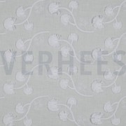 KATOEN VOILE EMBROIDERY BLOEMEN WIT (thumbnail)