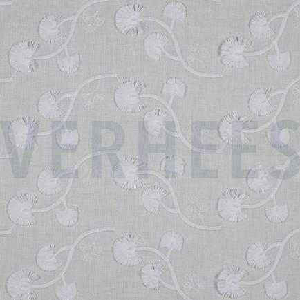 COTTON VOILE EMBROIDERY FLOWERS WHITE (hover)