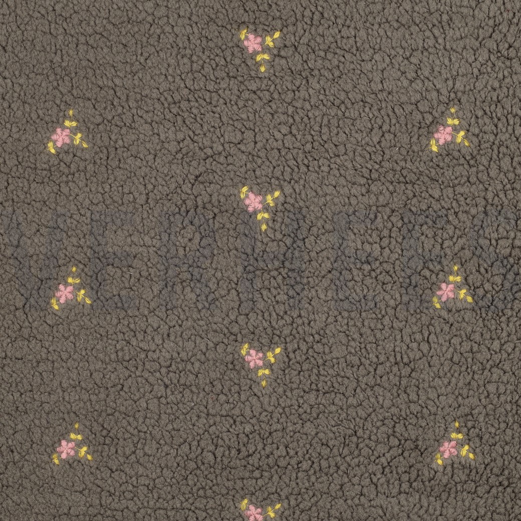 TEDDY EMBROIDERY FLOWERS GREY
