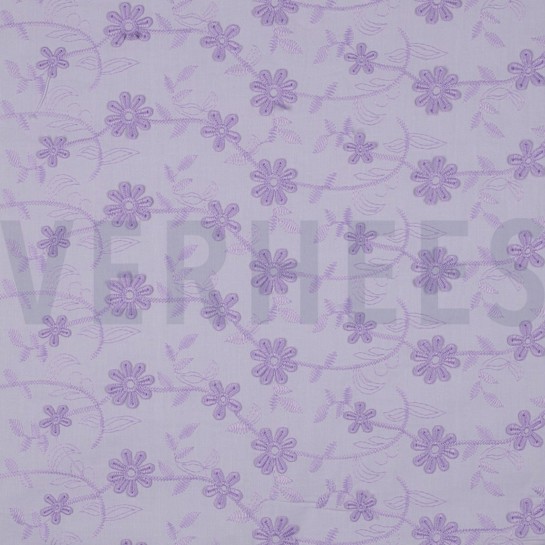 COTTON VOILE EMBROIDERY FLOWERS LILAC #7