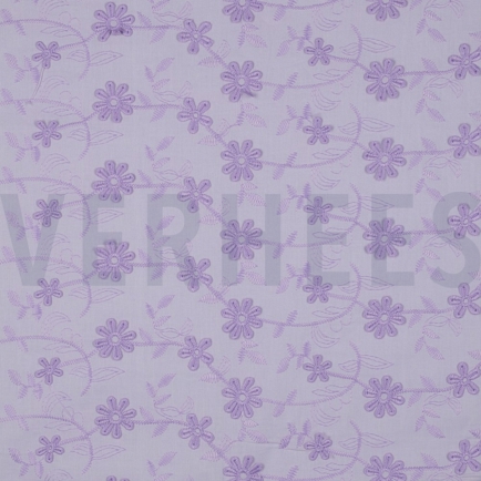 COTTON VOILE EMBROIDERY FLOWERS LILAC (hover)