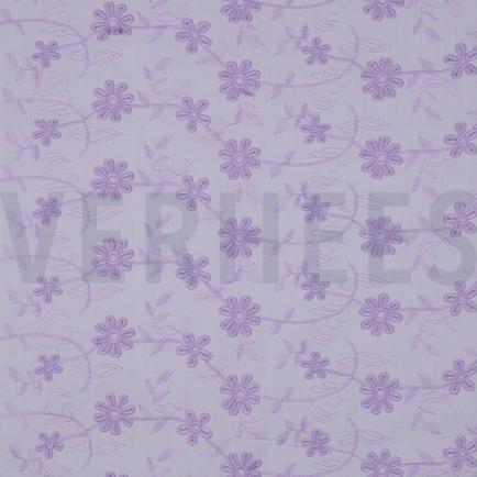 COTTON VOILE EMBROIDERY FLOWERS LILAC (hover)