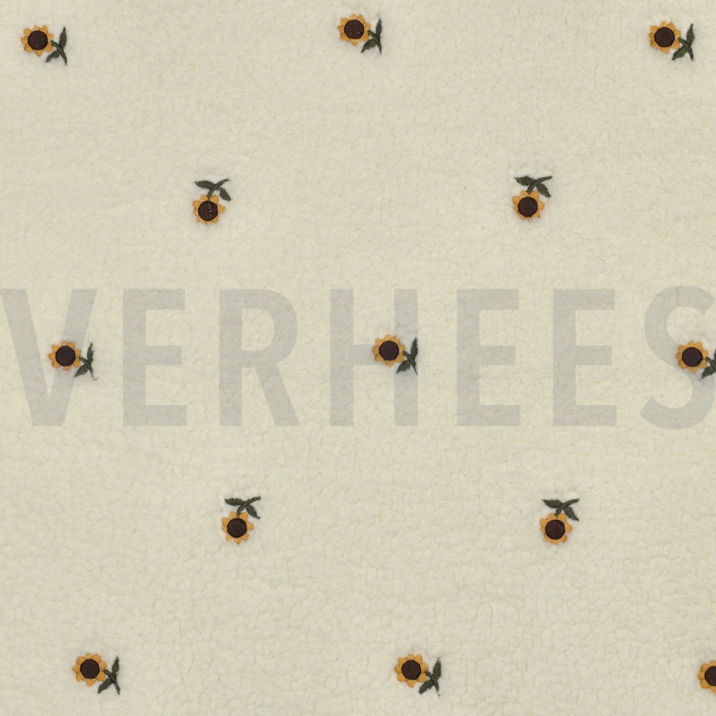 TEDDYSTOFF STICKEREI SONNENBLUMEN ECRU