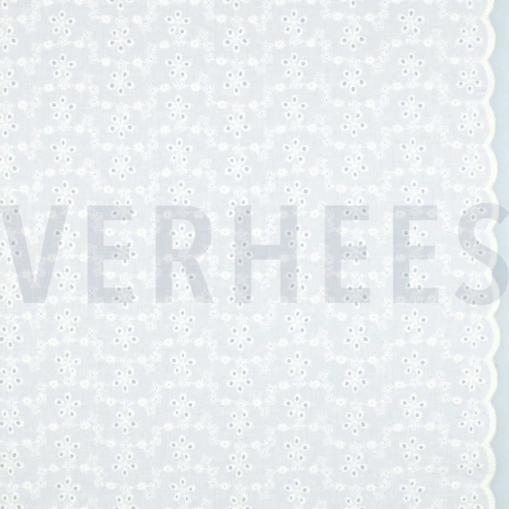 COTTON EMBROIDERY TWO-SIDE SCALLOP WHITE