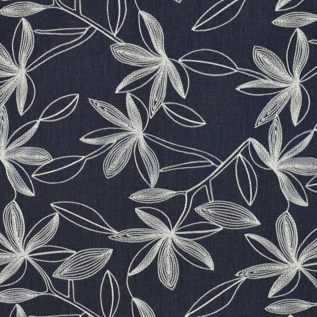 DENIM EMBROIDERY BLOEMEN WIT