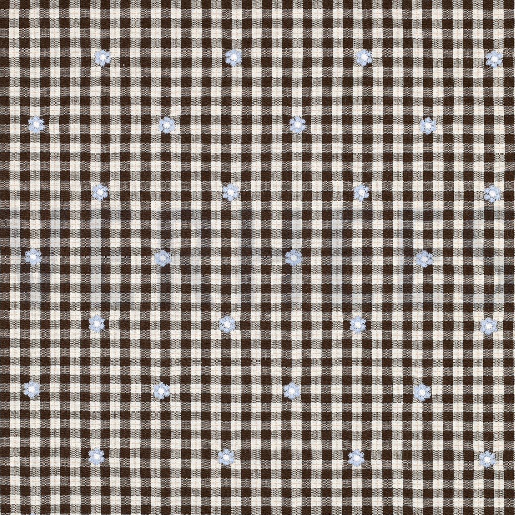 KATOEN VISCOSE EMBROIDERY BLOEMEN BRUIN