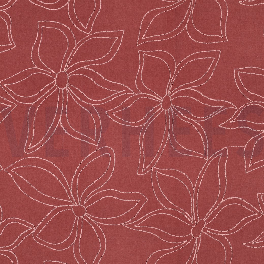 KATOEN GEWASSEN EMBROIDERY BLOEMEN BLUSH