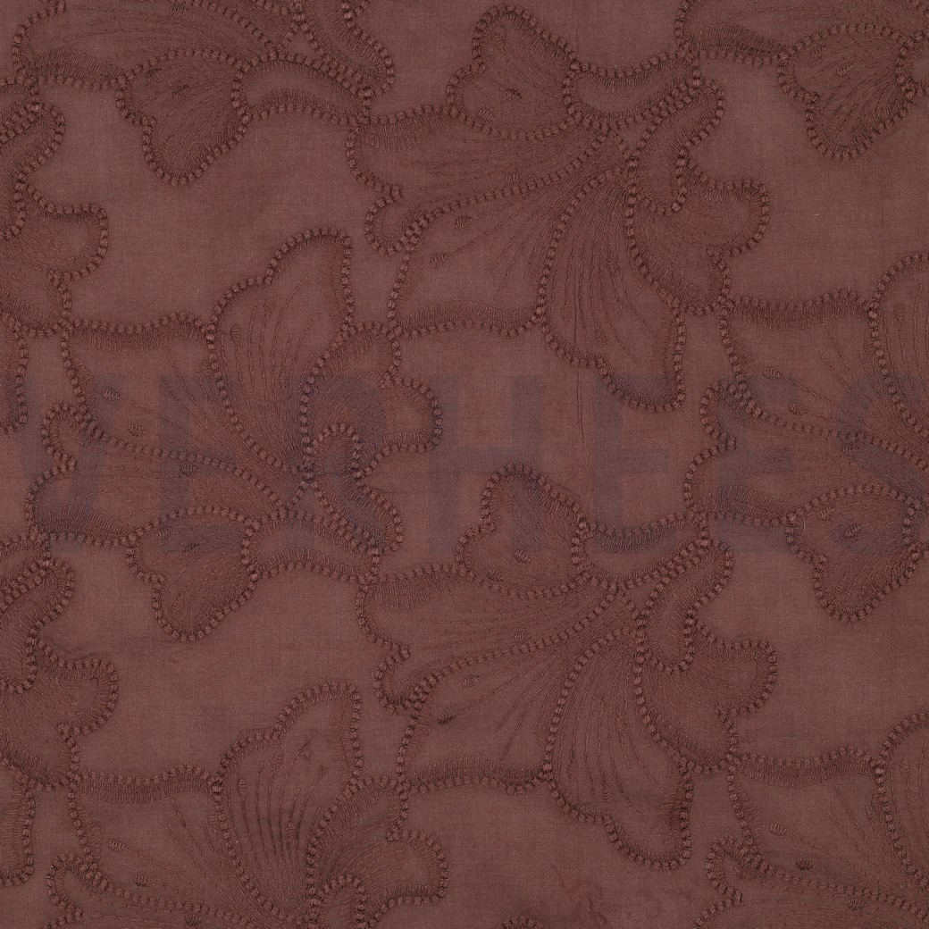 KATOEN EMBROIDERY BLOEMEN BRUIN
