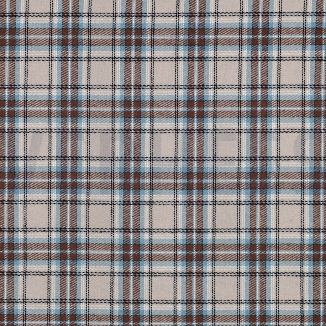 BAUMWOLLE GARNGEFÄRBT ANGERAUT KAROS BEIGE