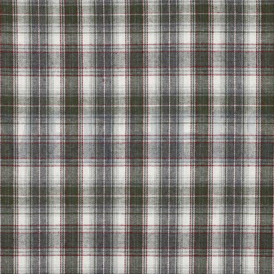 BRUSHED YARN DYED CHECKS ARMY GREEN