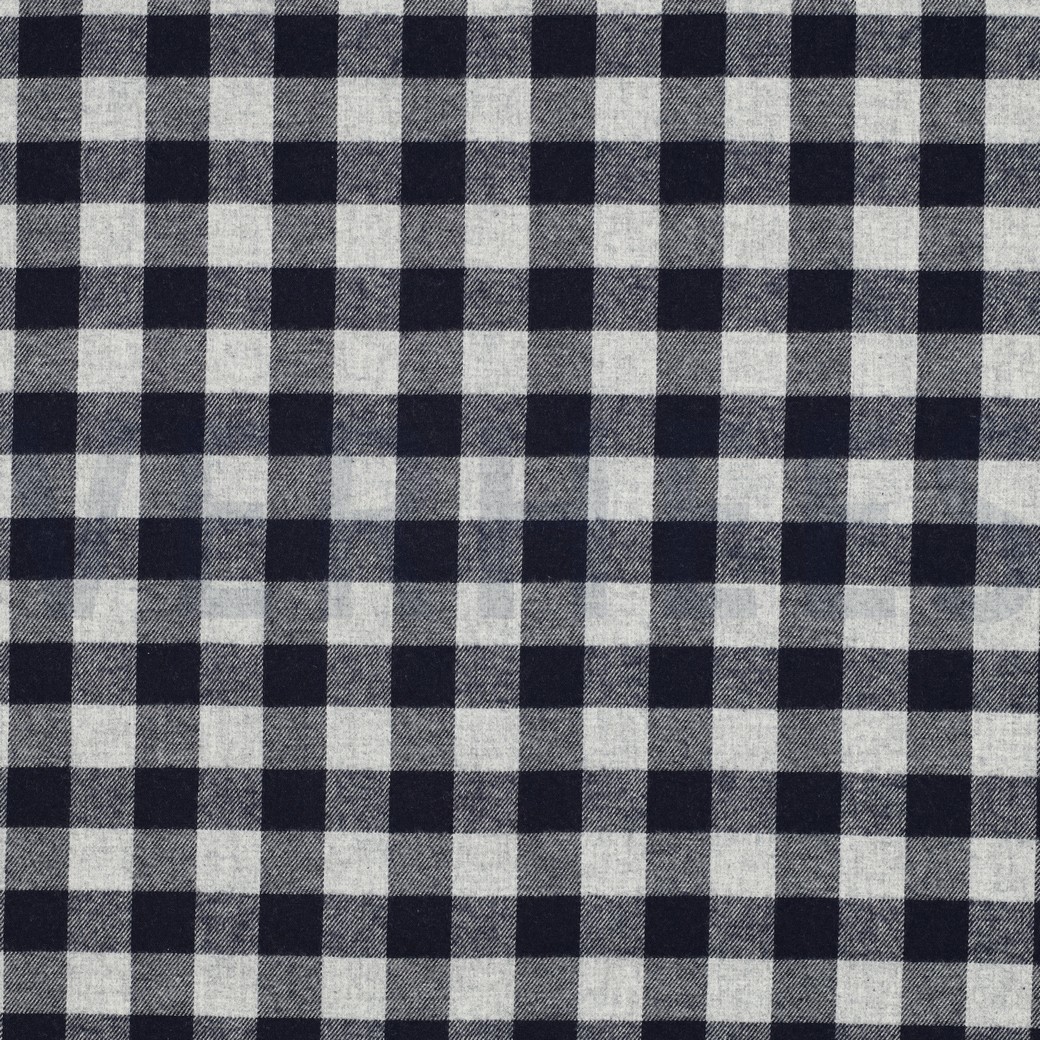 COTON TEINT EN FIL BROSSÉ CARREAUX BLEU MARINE