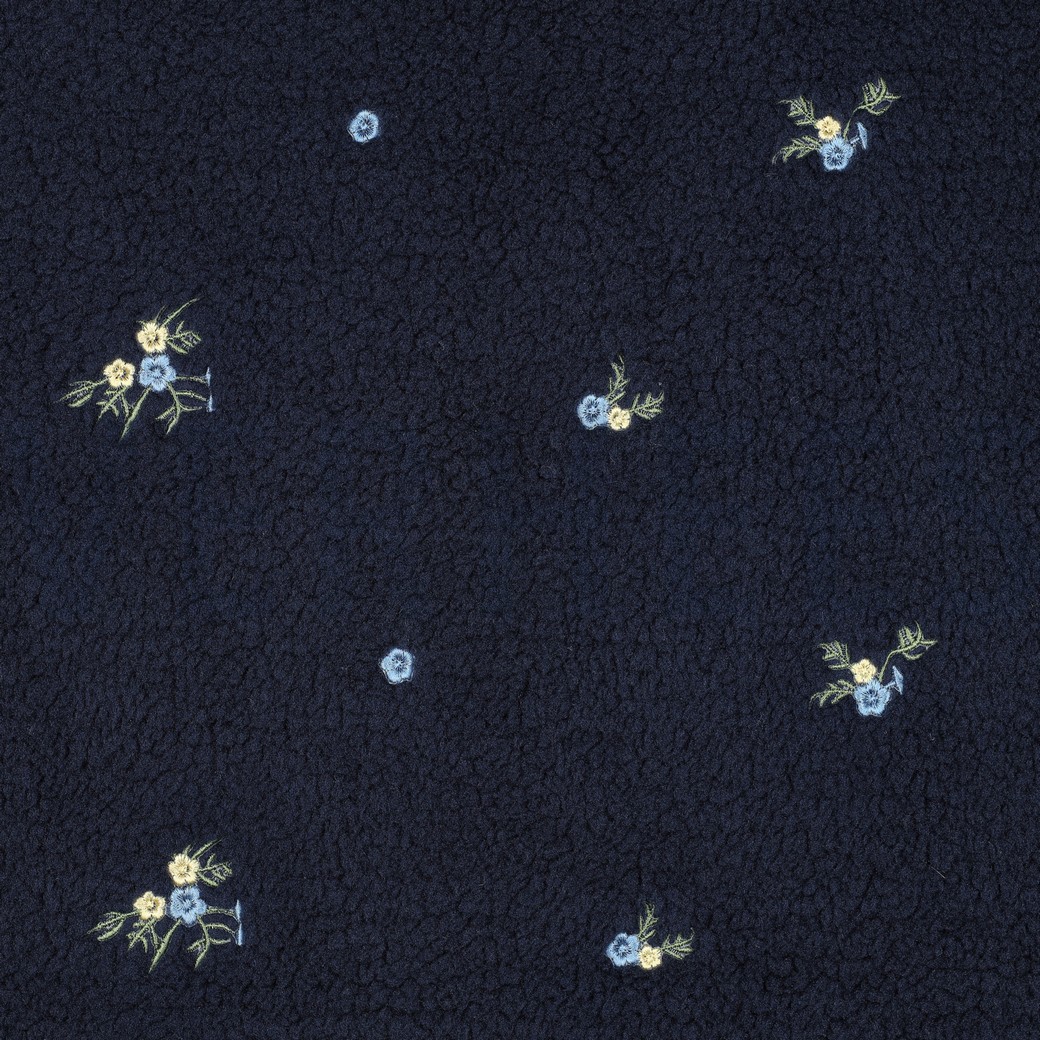 TEDDY EMBROIDERY BLOEMEN MARINEBLAUW