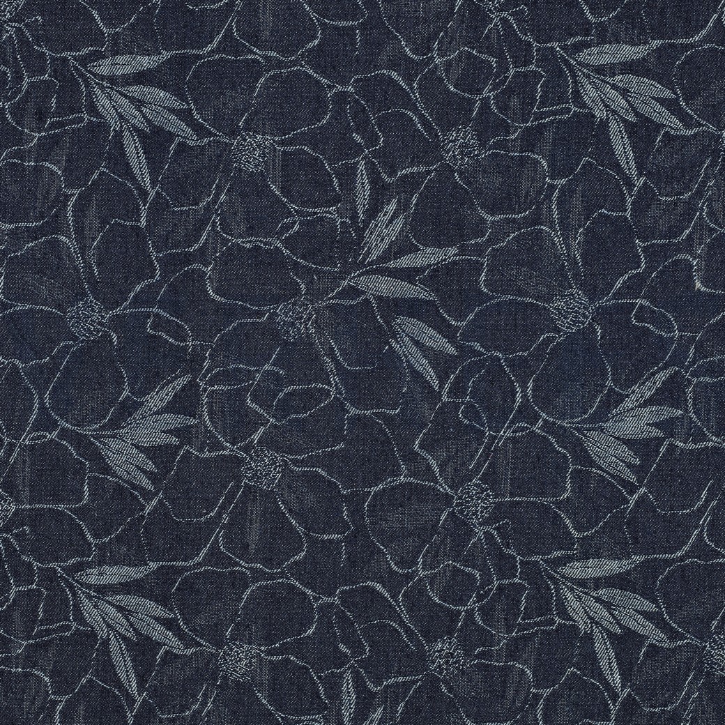 DENIM JACQUARD BLUMEN JEANSBLAU