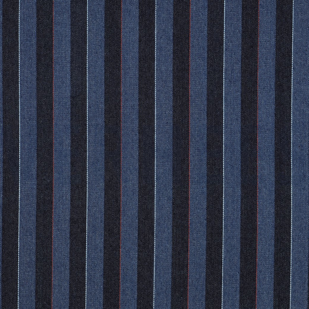 DENIM JACQUARD RAYURES INDIGO