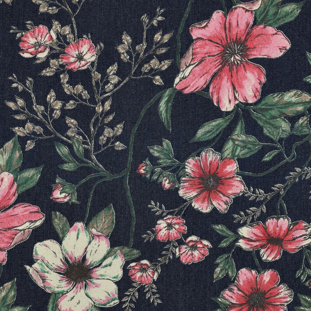 DENIM BLOEMEN JEANSBLAUW