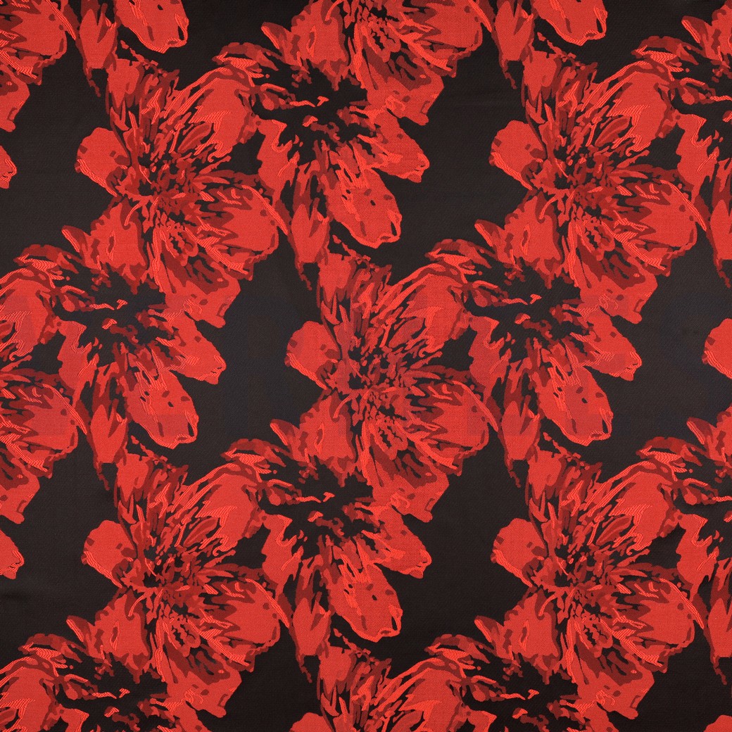 JACQUARD FLEURS ROUGE VIF