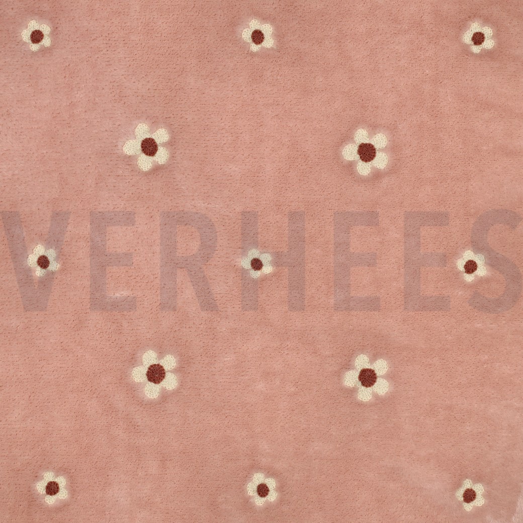 POLAIRE BRODERIE FLEURS ROSE