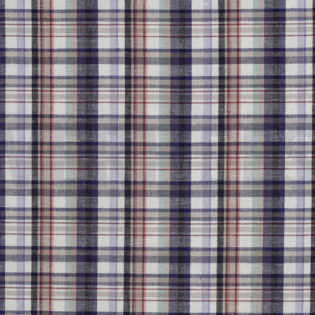 LIN VISCOSE TEINT EN FIL CARREAUX BLEU