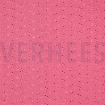 DOUBLE GAUZE EMBROIDERY BLOEMEN ROZE (hover)