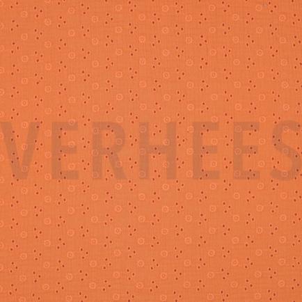 DOUBLE GAUZE EMBROIDERY BLOEMEN ORANJE (hover)