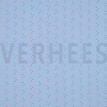 DOUBLE GAUZE EMBROIDERY BLOEMEN LICHTBLAUW (hover)