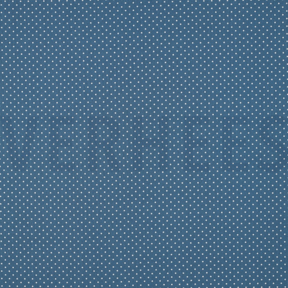 KATOENEN POPLIN KLEINE STIPPEN BLAUW