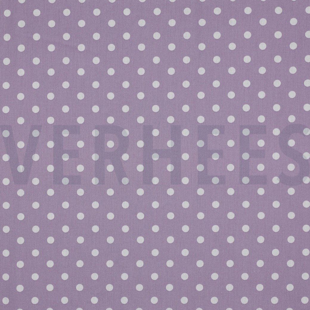 KATOENEN POPLIN STIPPEN LILA