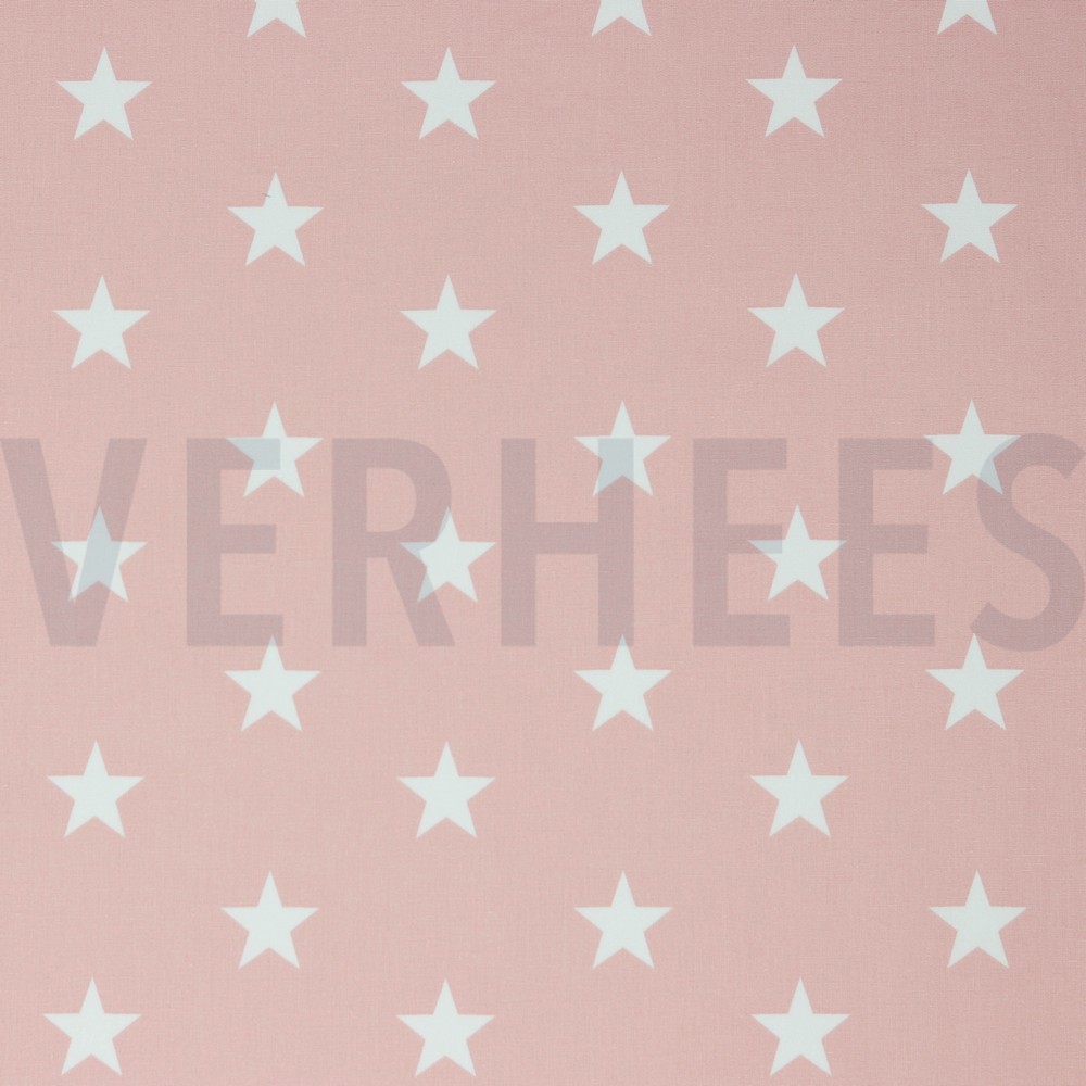 KATOENEN POPLIN STERREN OUDROZE