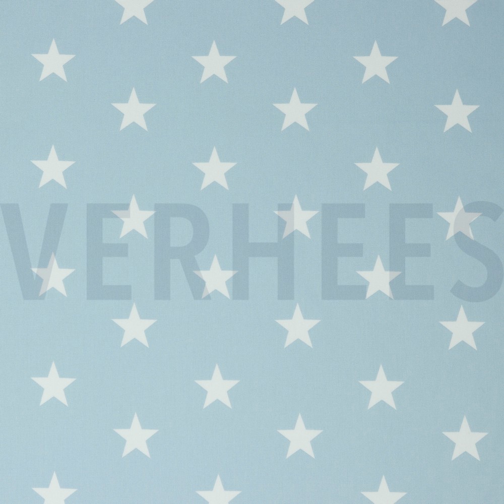 BAUMWOLLE POPELINE STERNE HELLBLAU