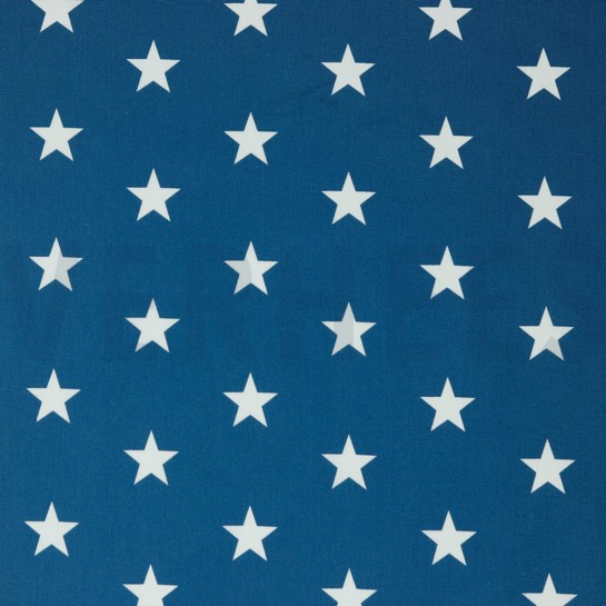 BAUMWOLLE POPELINE STERNE BLAU #7