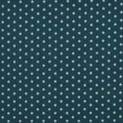 KATOENEN POPLIN KLEINE STERREN PETROL (thumbnail)