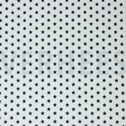 KATOENEN POPLIN KLEINE STERREN WIT/DONKERBLAUW (thumbnail)