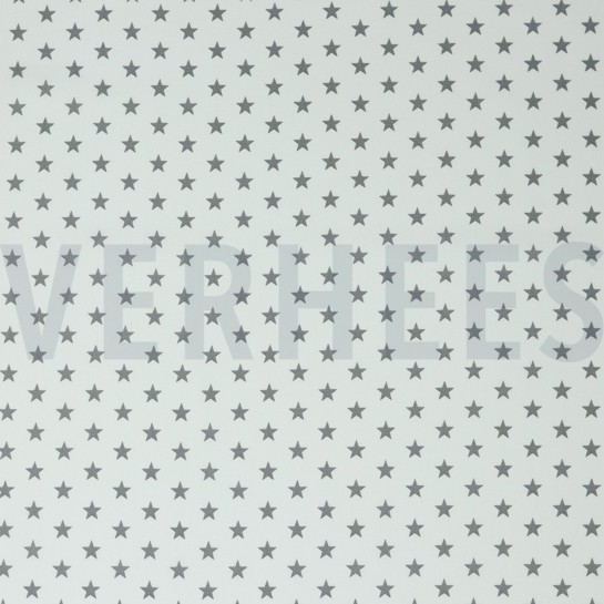 POPELINE DE COTON PETITES ÉTOILES BLANC/GRIS #7