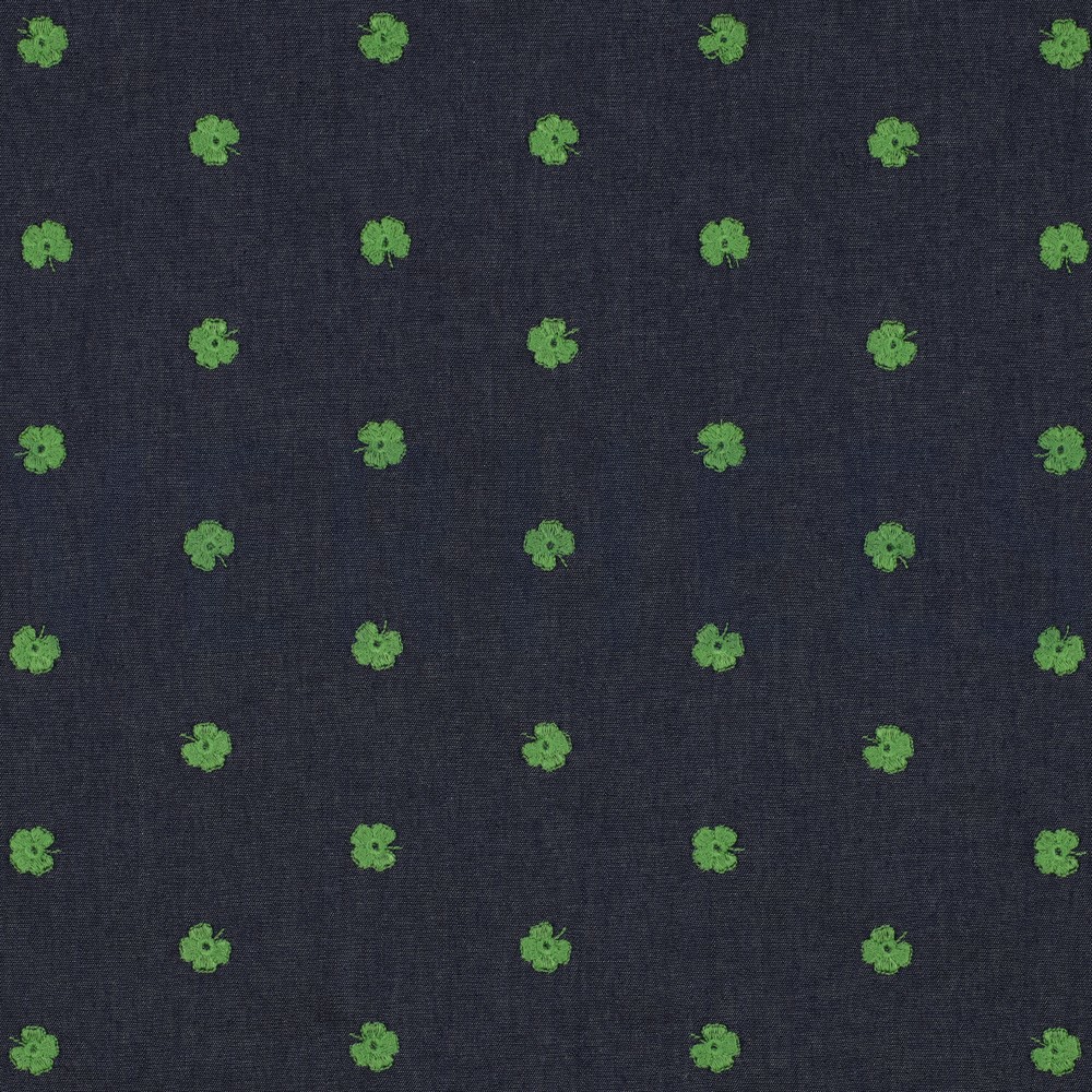 JEANS EMBROIDERY CLOVERS INDIGO