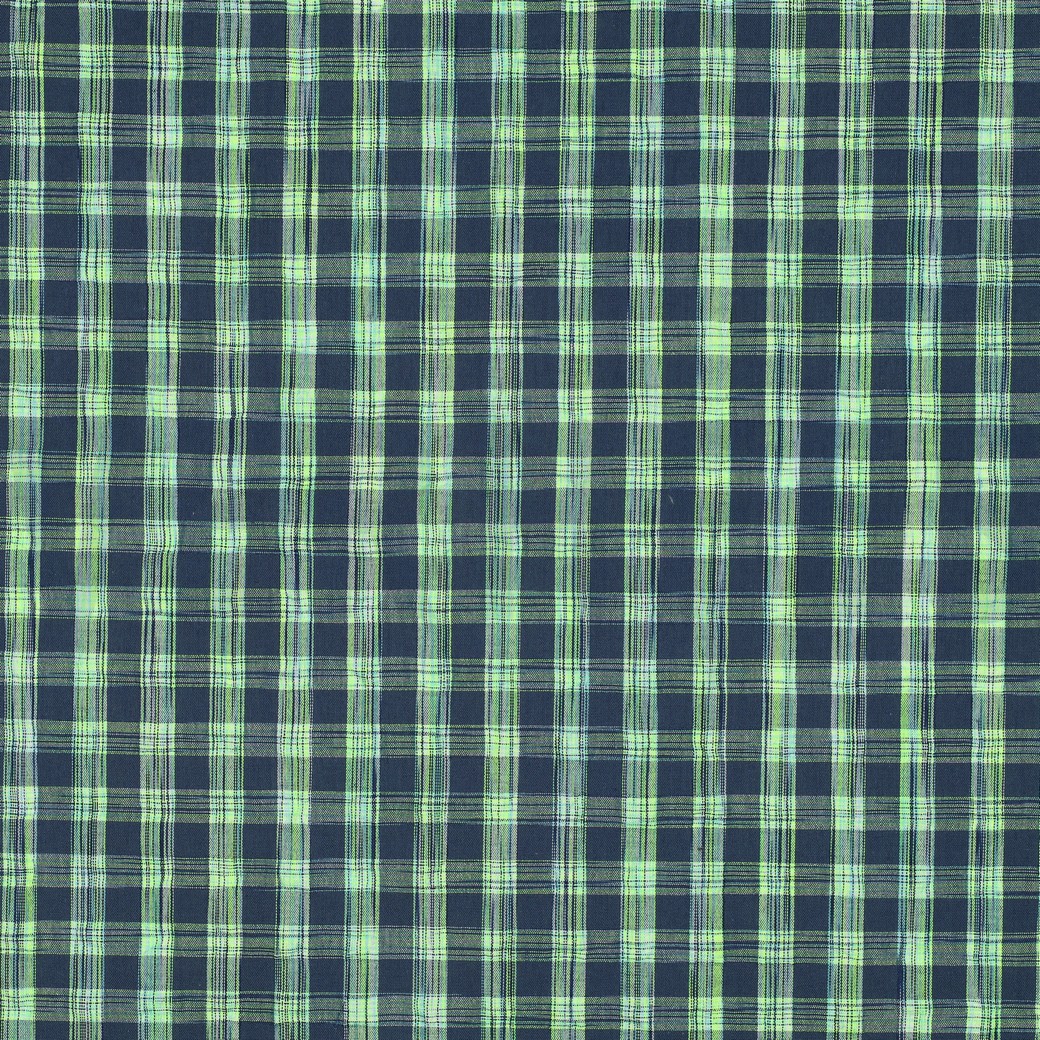 KATOEN GARENGEVERFD RUITEN NEON GROEN NEON/BLAUW