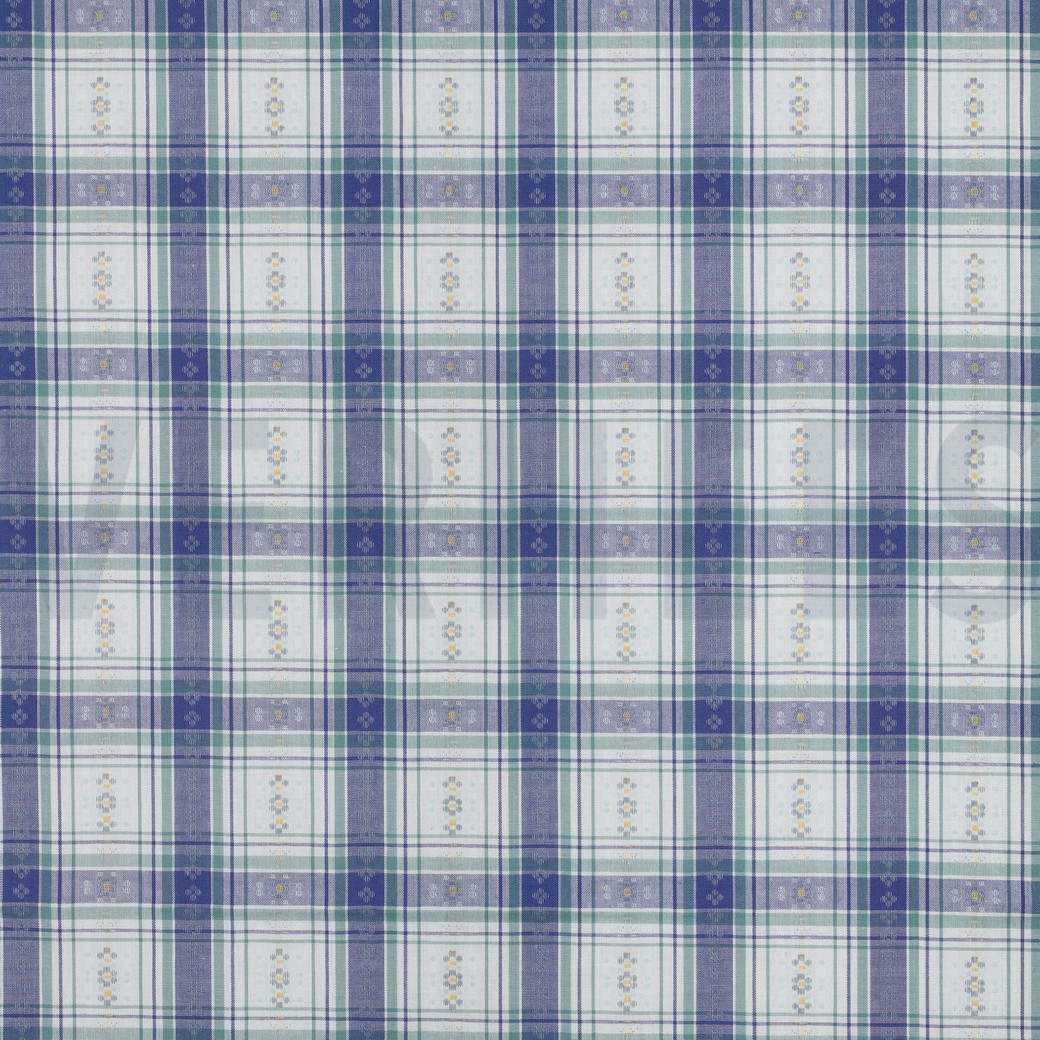 KATOEN JACQUARD DOBBY BLOEMEN BLAUW
