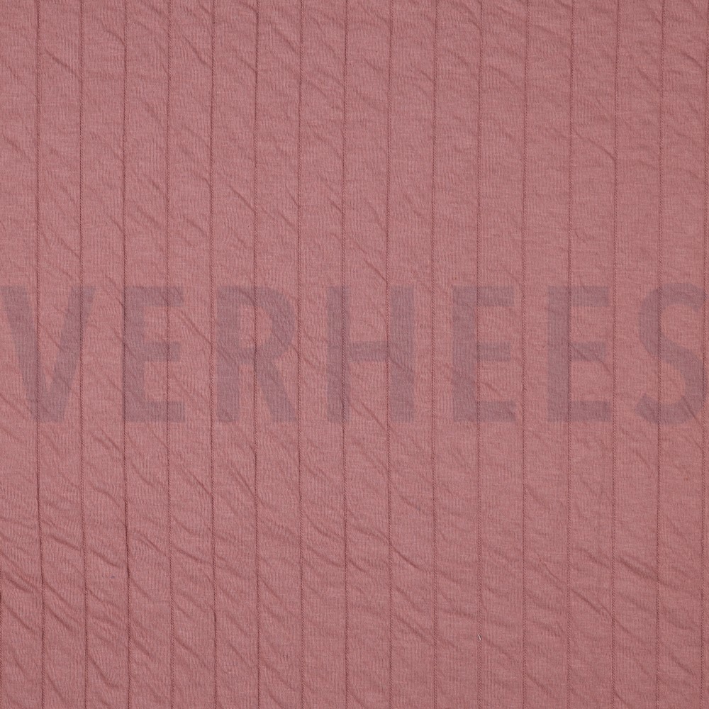 GEQUILTE JERSEY STREPEN DONKERROZE