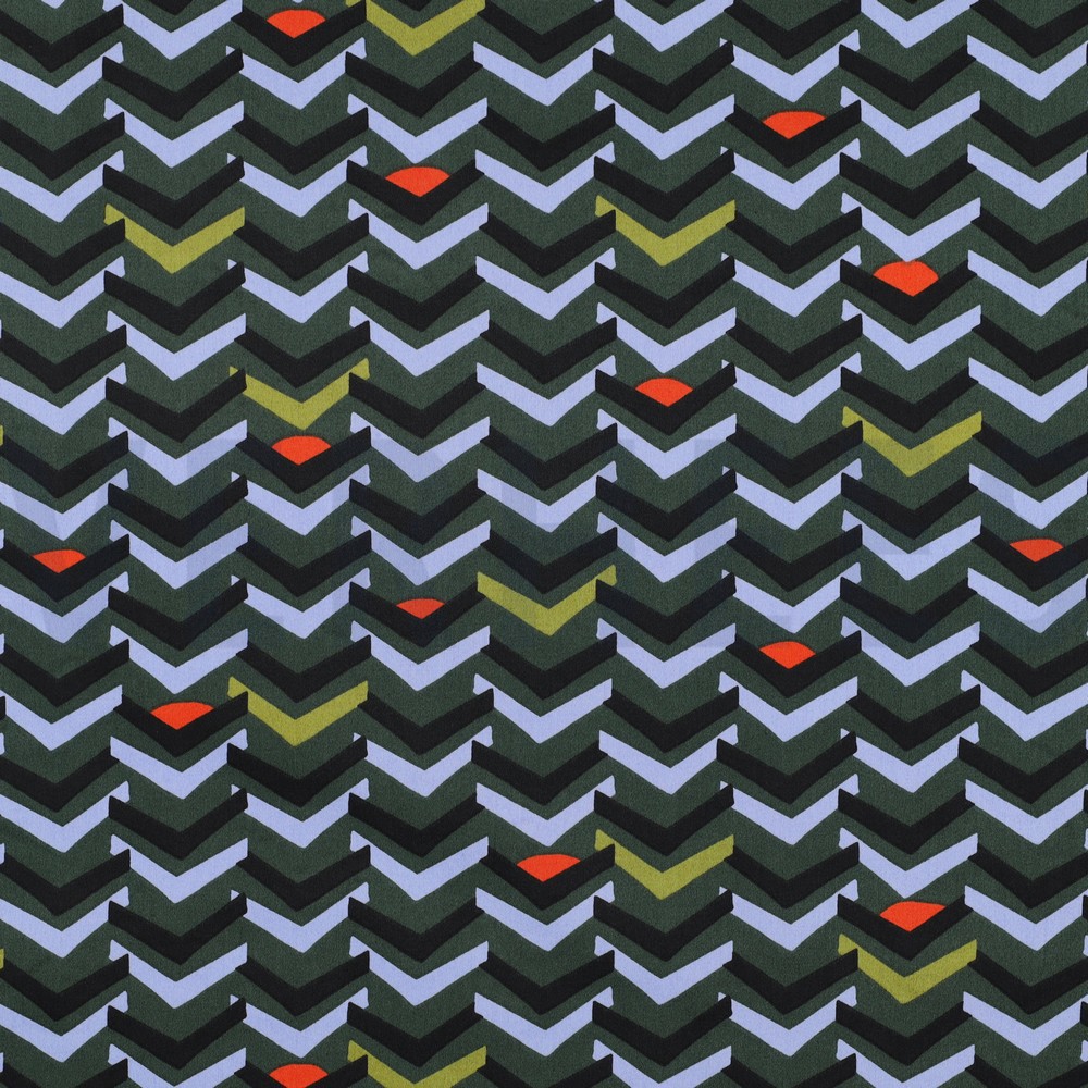 COTON SATIN GEOMETRIQUE VERT FONCÉ