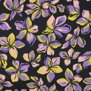 BAUMWOLLE SATIN BLUMEN SCHWARZ (thumbnail)