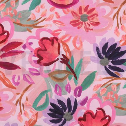 KATOEN SATIJN DIGITAAL BLOEMEN LICHTROZE (hover)