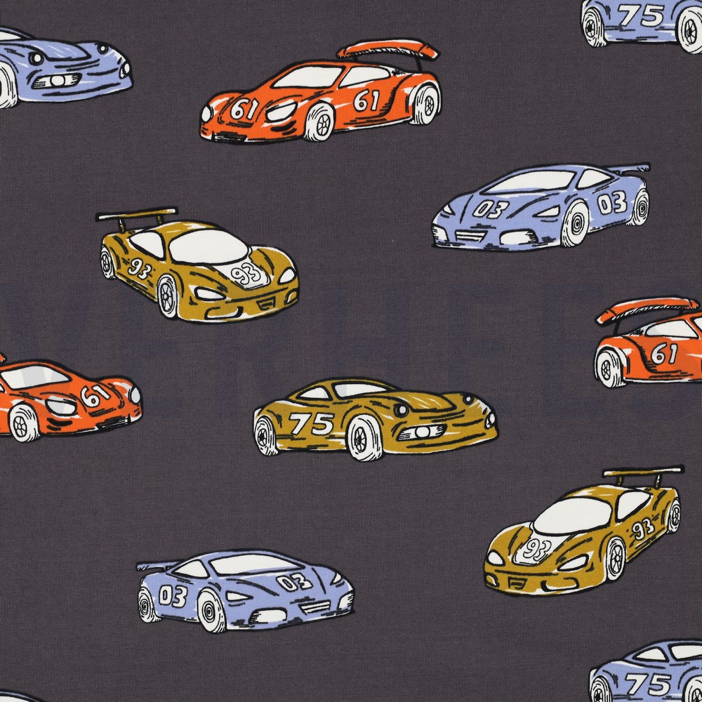 FRENCH TERRY RACE CARS GREY