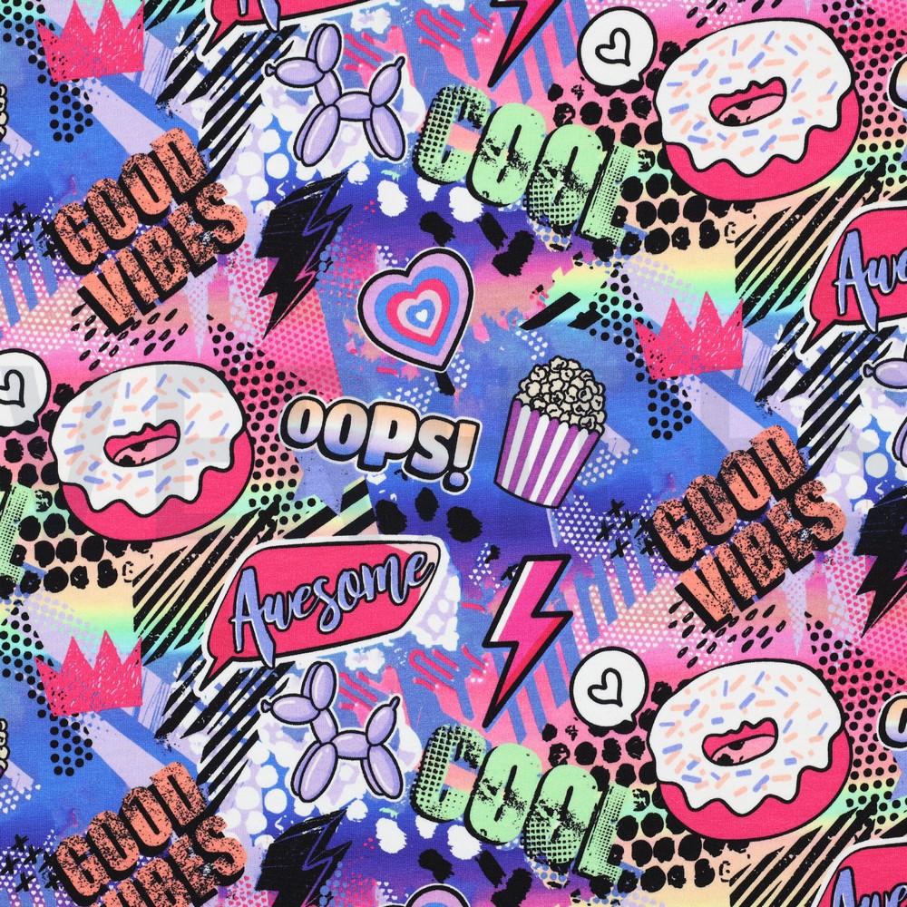 FRENCH TERRY DIGITAAL MANGA KOBALTBLAUW