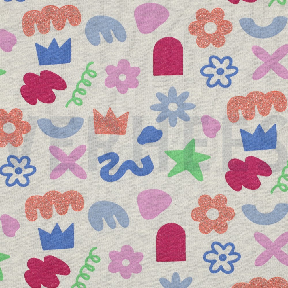SWEAT MELANGE GLITTER DOODLE VORMEN ECRU