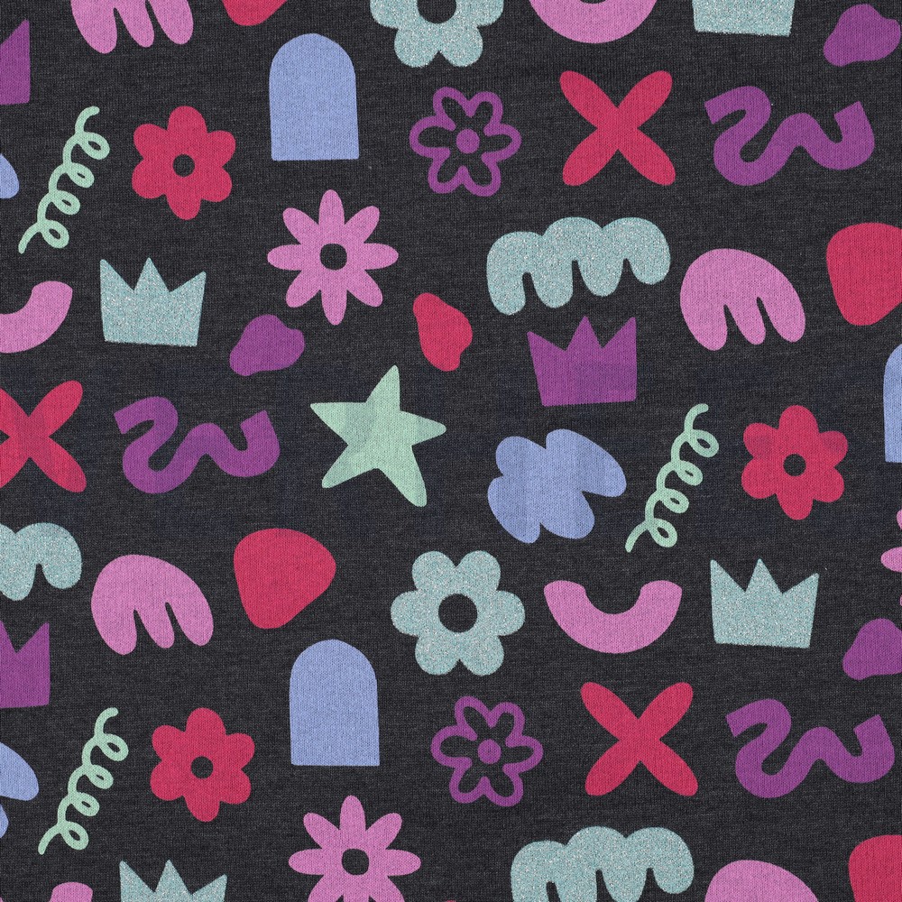 SWEAT MELANGE GLITTER DOODLE VORMEN INDIGO