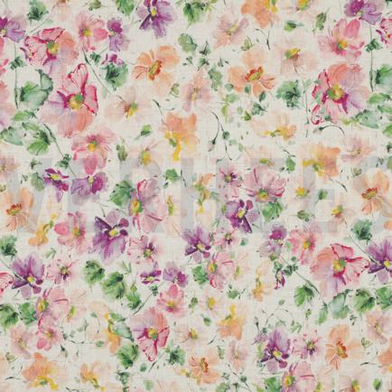 LIN VISCOSE CRÊPE DIGITAL FLEURS MULTICOLORE (hover)