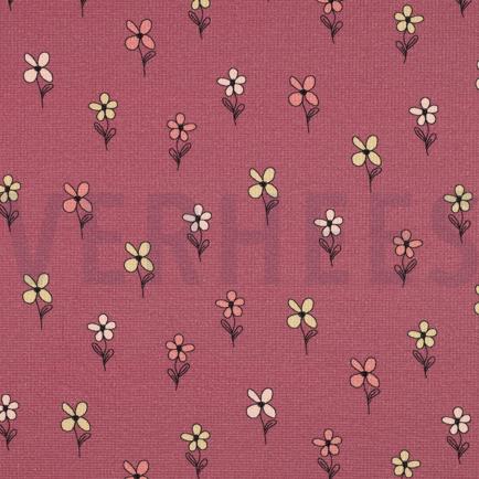 WAFFELJERSEY BLUMEN BORDEAUXROT (hover)