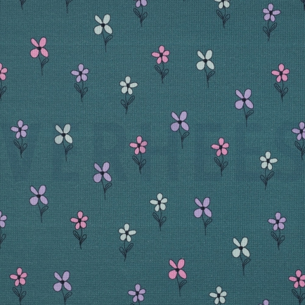 WAFELJERSEY BLOEMEN PETROL (hover)