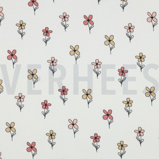 WAFELJERSEY BLOEMEN BORDEAUXROOD #7